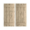 thumbnail image 1 of Ekena Millwork 22"W x 36"H Rustic Four Board Joined Board-n-Batten Pecky Cypress Faux Wood Shutters (Per Pair), Primed Tan, 1 of 10
