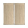 thumbnail image 1 of Ekena Millwork 22"W x 36"H Rustic Four Board Joined Board-n-Batten Sandblasted Faux Wood Shutters w/End Batten (Per Pair), Primed Tan, 1 of 10