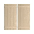 thumbnail image 1 of Ekena Millwork 22"W x 48"H Rustic Four Board Joined Board-n-Batten Sandblasted Faux Wood Shutters (Per Pair), Primed Tan, 1 of 11