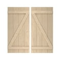 thumbnail image 1 of Ekena Millwork 22"W x 50"H Rustic Four Board Joined Board-n-Batten Sandblasted Faux Wood Shutters w/Z-Board (Per Pair), Primed Tan, 1 of 10