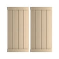 thumbnail image 1 of Ekena Millwork 22"W x 50"H Rustic Four Board Joined Board-n-Batten Smooth Faux Wood Shutters w/End Batten (Per Pair), Primed Tan, 1 of 10