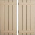 thumbnail image 1 of Ekena Millwork 22"W x 54"H Rustic Four Board Joined Board-n-Batten Rough Sawn Faux Wood Shutters (Per Pair), Primed Tan, 1 of 11