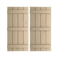 thumbnail image 1 of Ekena Millwork 22"W x 56"H Rustic Four Board Joined Board-n-Batten Knotty Pine Faux Wood Shutters (Per Pair), Primed Tan, 1 of 11