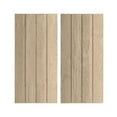 thumbnail image 1 of Ekena Millwork 22"W x 60"H Rustic Four Board Joined Board-n-Batten Rough Sawn Faux Wood Shutters w/No Batten (Per Pair), Primed Tan, 1 of 10