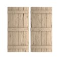 thumbnail image 1 of Ekena Millwork 22"W x 62"H Rustic Four Board Joined Board-n-Batten Hand Hewn Faux Wood Shutters (Per Pair), Primed Tan, 1 of 10