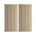 thumbnail image 1 of Ekena Millwork 22"W x 62"H Rustic Four Board Joined Board-n-Batten Rough Cedar Faux Wood Shutters w/End Batten (Per Pair), Primed Tan, 1 of 10