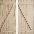 thumbnail image 1 of Ekena Millwork 22"W x 68"H Rustic Four Board Joined Board-n-Batten Riverwood Faux Wood Shutters w/Z-Board (Per Pair), Primed Tan, 1 of 10