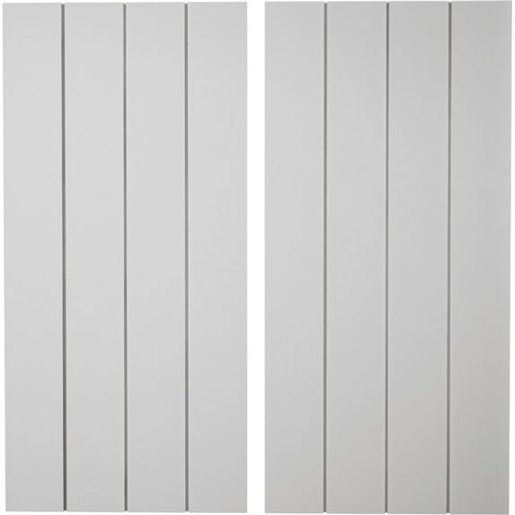 Ekena Millwork 22"W x 74"H Rustic Four Board Joined Board-n-Batten Smooth Faux Wood Shutters w/No Batten (Per Pair), Primed Tan