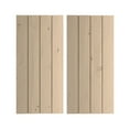thumbnail image 1 of Ekena Millwork 22"W x 80"H Rustic Four Board Joined Board-n-Batten Knotty Pine Faux Wood Shutters w/No Batten (Per Pair), Primed Tan, 1 of 11