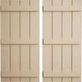 thumbnail image 1 of Ekena Millwork 22"W x 86"H Rustic Four Board Joined Board-n-Batten Rough Cedar Faux Wood Shutters (Per Pair), Primed Tan, 1 of 11