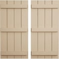 thumbnail image 1 of Ekena Millwork 22"W x 86"H Rustic Four Board Joined Board-n-Batten Sandblasted Faux Wood Shutters (Per Pair), Primed Tan, 1 of 11