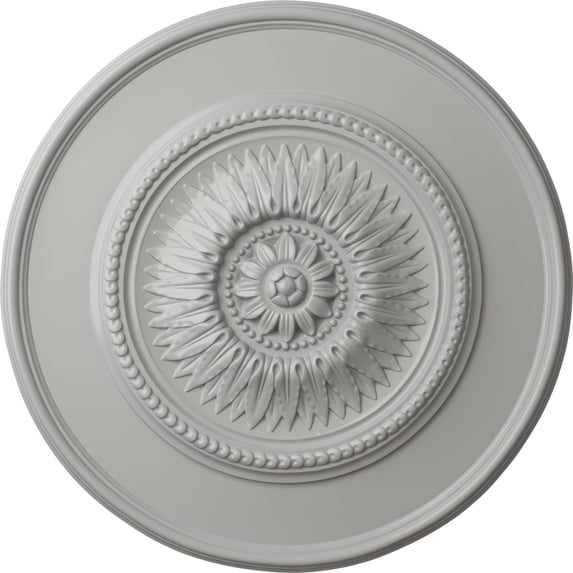 Ekena Millwork 23 1/2"OD x 2 3/4"P Floral Ceiling Medallion, Hand-Painted Frost
