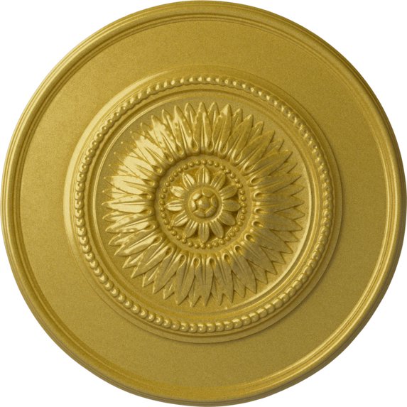 Ekena Millwork 23 1/2"OD x 2 3/4"P Floral Ceiling Medallion, Hand-Painted Rich Gold