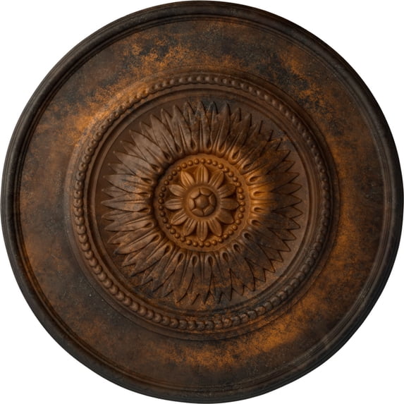 Ekena Millwork 23 1/2"OD x 2 3/4"P Floral Ceiling Medallion, Hand-Painted Rust