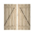 thumbnail image 1 of Ekena Millwork 23 1/2"W x 24"H Rustic Four Board Spaced Board-n-Batten Hand Hewn Faux Wood Shutters w/Z-Board (Per Pair), Primed Tan, 1 of 10