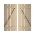 thumbnail image 1 of Ekena Millwork 23 1/2"W x 24"H Rustic Four Board Spaced Board-n-Batten Rough Cedar Faux Wood Shutters w/Z-Board (Per Pair), Primed Tan, 1 of 10
