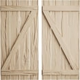 thumbnail image 1 of Ekena Millwork 23 1/2"W x 26"H Rustic Four Board Spaced Board-n-Batten Riverwood Faux Wood Shutters w/Z-Board (Per Pair), Primed Tan, 1 of 10