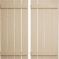 thumbnail image 1 of Ekena Millwork 23 1/2"W x 36"H Rustic Four Board Spaced Board-n-Batten Rough Cedar Faux Wood Shutters (Per Pair), Primed Tan, 1 of 11