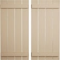 thumbnail image 1 of Ekena Millwork 23 1/2"W x 42"H Rustic Four Board Spaced Board-n-Batten Rough Sawn Faux Wood Shutters (Per Pair), Primed Tan, 1 of 11