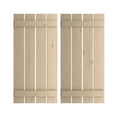 thumbnail image 1 of Ekena Millwork 23 1/2"W x 48"H Rustic Four Board Spaced Board-n-Batten Knotty Pine Faux Wood Shutters (Per Pair), Primed Tan, 1 of 11