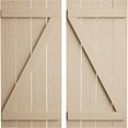 thumbnail image 1 of Ekena Millwork 23 1/2"W x 54"H Rustic Four Board Spaced Board-n-Batten Rough Cedar Faux Wood Shutters w/Z-Board (Per Pair), Primed Tan, 1 of 10