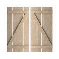 thumbnail image 1 of Ekena Millwork 23 1/2"W x 56"H Rustic Four Board Spaced Board-n-Batten Rough Sawn Faux Wood Shutters w/Z-Board (Per Pair), Primed Tan, 1 of 10