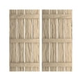 thumbnail image 1 of Ekena Millwork 23 1/2"W x 62"H Rustic Four Board Spaced Board-n-Batten Riverwood Faux Wood Shutters (Per Pair), Primed Tan, 1 of 10