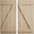 thumbnail image 1 of Ekena Millwork 23 1/2"W x 66"H Rustic Four Board Spaced Board-n-Batten Hand Hewn Faux Wood Shutters w/Z-Board (Per Pair), Primed Tan, 1 of 10