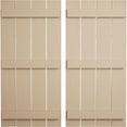 thumbnail image 1 of Ekena Millwork 23 1/2"W x 82"H Rustic Four Board Spaced Board-n-Batten Rough Sawn Faux Wood Shutters (Per Pair), Primed Tan, 1 of 11