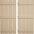 thumbnail image 1 of Ekena Millwork 23 1/2"W x 90"H Rustic Four Board Spaced Board-n-Batten Sandblasted Faux Wood Shutters (Per Pair), Primed Tan, 1 of 11