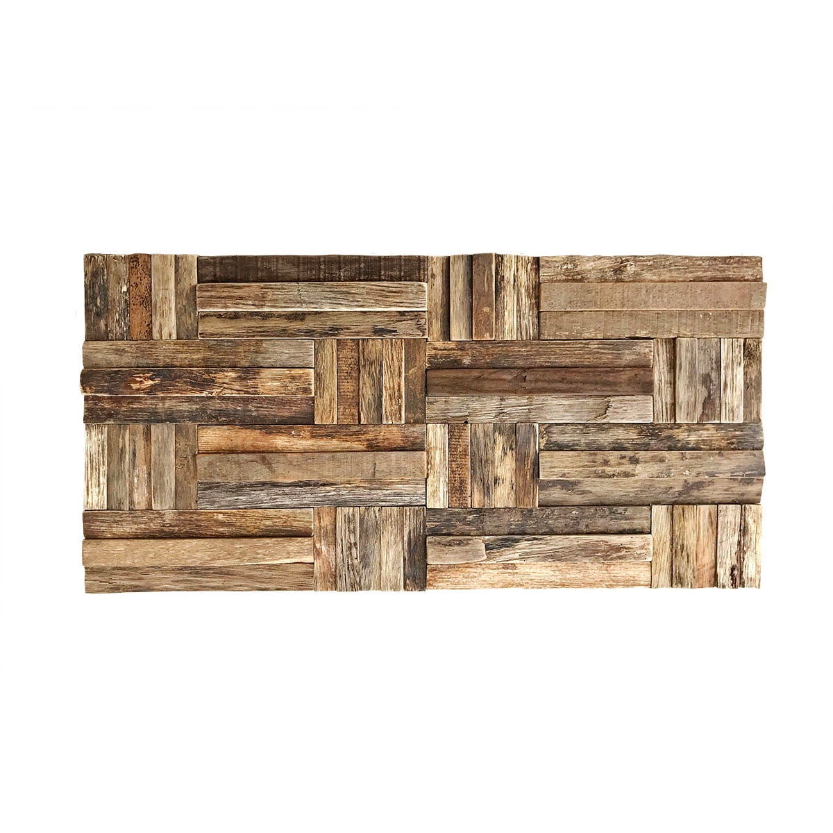 Reclaimed Boat Wood Natural Basketweave Mosaic Wall Tile