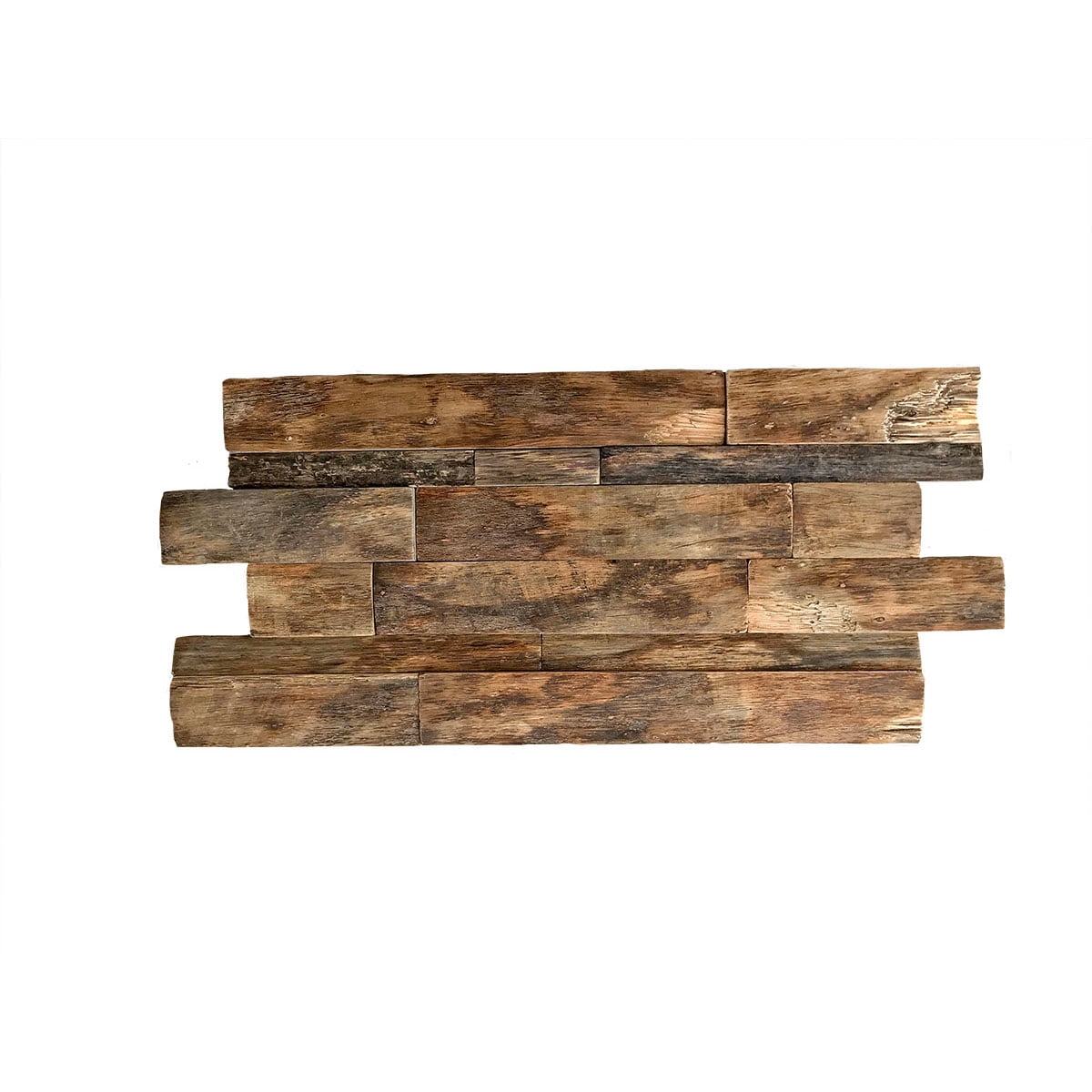 Natural Reclaimed Boat Wood Mosaic Wall Tile, 24-in x 12-in