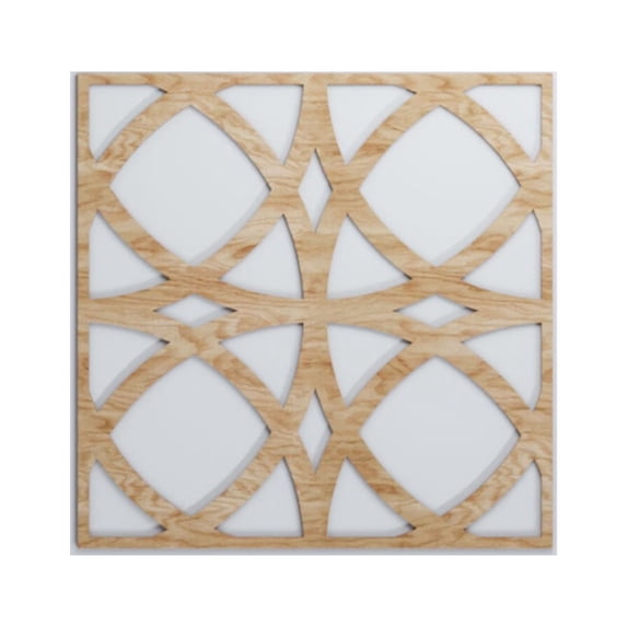 Ekena Millwork 23 3/8"W x 23 3/8"H x 1/4"T Large Fleetwood Decorative Fretwork Wood Wall Panels, Red Oak