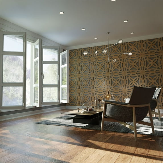 Ekena Millwork 23 3/8"W x 23 3/8"H x 3/8"T Large Baytown Decorative Fretwork Wood Wall Panels, Hickory