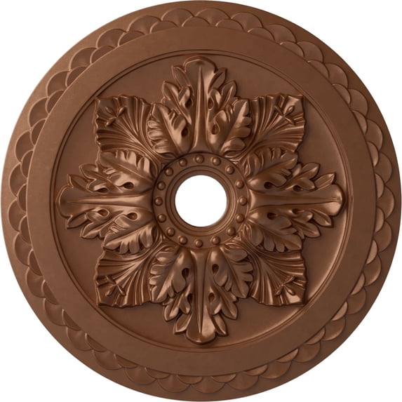 Ekena Millwork 23 5/8"OD x 3"ID x 2"P Bordeaux Deluxe Ceiling Medallion (Fits Canopies up to 4"), Hand-Painted Polished Copper