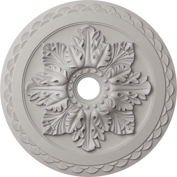 Ekena Millwork 23 5/8"OD x 3"ID x 2"P Bordeaux Deluxe Ceiling Medallion (Fits Canopies up to 4"), Hand-Painted Ultra Pure White
