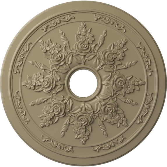 Ekena Millwork 23 5/8"OD x 4"ID x 1 1/2"P Rose and Ribbon Ceiling Medallion (Fits Canopies up to 4"), Hand-Painted Gobi Desert