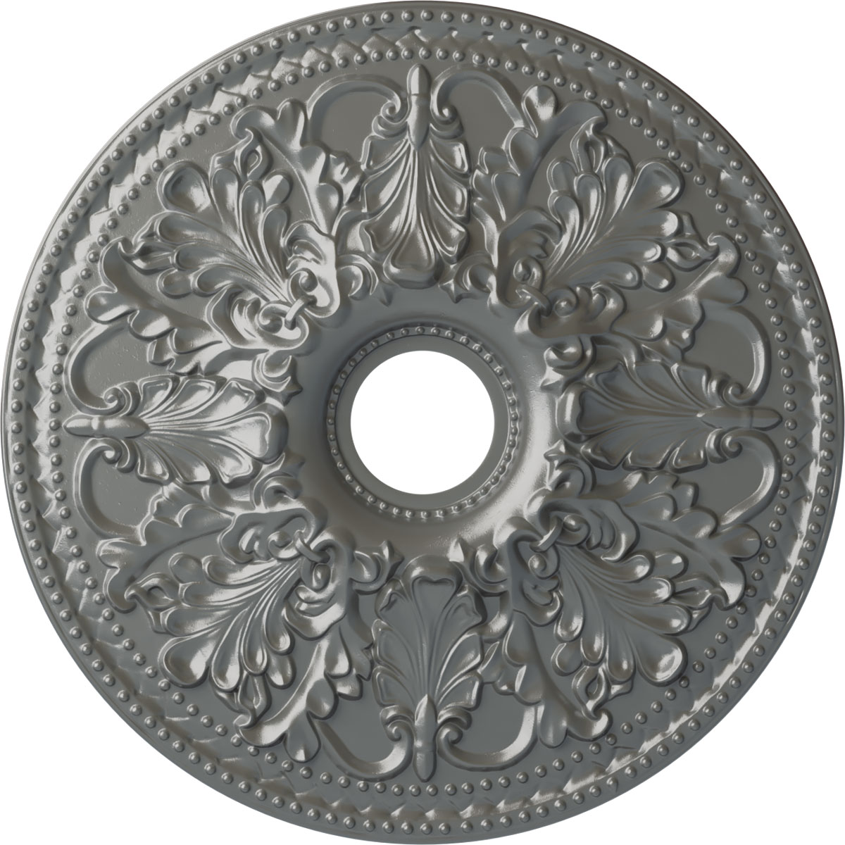 Ekena Millwork 23 7/8"OD x 4"ID x 2 1/8"P Ashley Ceiling Medallion (Fits Canopies up to 4 3/4"), Hand-Painted Silver - image 1 of 4