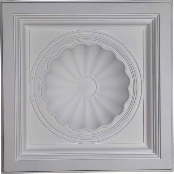 Ekena Millwork 23 7/8"W x 23 7/8"H x 5 1/2"P Shell Ceiling Tile (2-Pack)