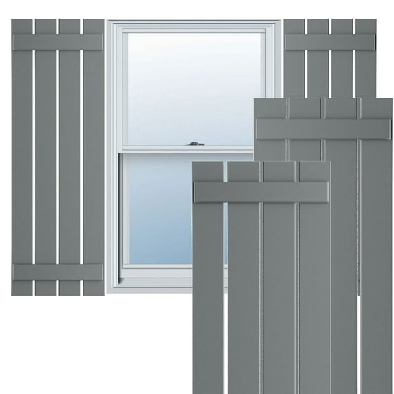 Ekena Millwork 23"W x 45"H True Fit PVC Four Board Spaced Board-n-Batten Shutters, Ocean Swell (Per Pair - Hardware Not Included)