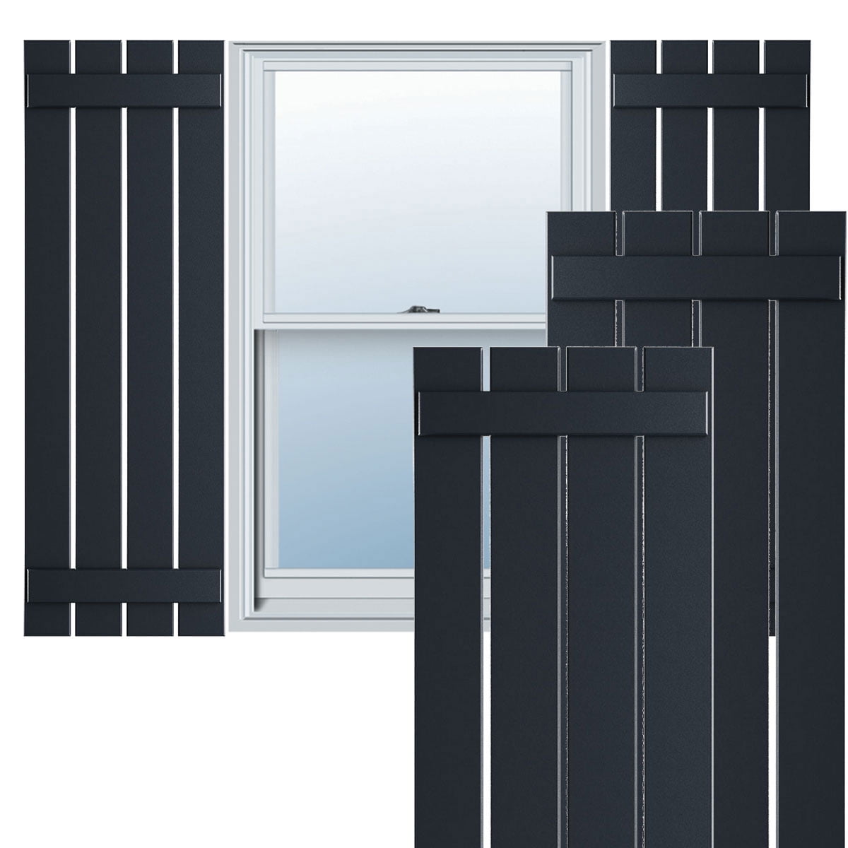 Ekena Millwork 23"W x 68"H True Fit PVC Four Board Spaced Board-n-Batten Shutters, Starless Night Blue (Per Pair - Hardware Not Included)
