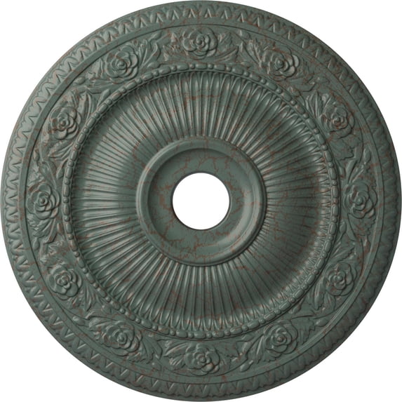 Ekena Millwork 24 1/4"OD x 3 7/8"ID x 2"P Logan Ceiling Medallion (Fits Canopies up to 6 1/8"), Hand-Painted Cloud Burst Crackle