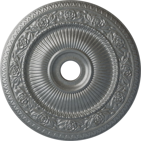Ekena Millwork 24 1/4"OD x 3 7/8"ID x 2"P Logan Ceiling Medallion (Fits Canopies up to 6 1/8"), Hand-Painted Platinum