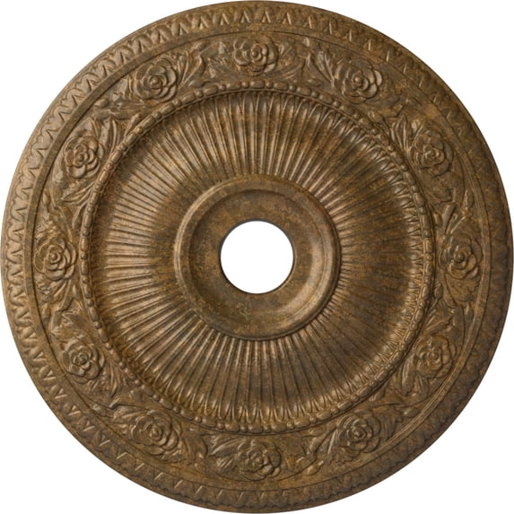 Ekena Millwork 24 1/4"OD x 3 7/8"ID x 2"P Logan Ceiling Medallion (Fits Canopies up to 6 1/8"), Hand-Painted Rubbed Bronze