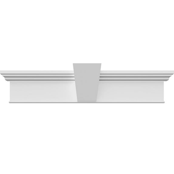 Ekena Millwork 24" Bottom Width x 28" Top Width x 7 1/4"H x 1"P, Craftsman Crosshead with Bottom Trim w/ Flat Keystone