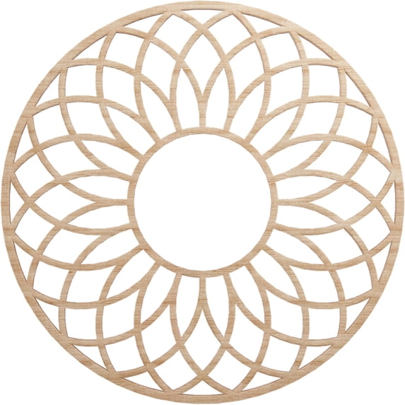 Ekena Millwork 24"OD x 8 1/4"ID x 1/4"T Cannes Wood Fretwork Pierced Ceiling Medallion, Alder