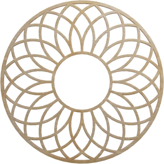 Ekena Millwork 24"OD x 8 1/4"ID x 3/8"T Cannes Wood Fretwork Pierced Ceiling Medallion, Hickory