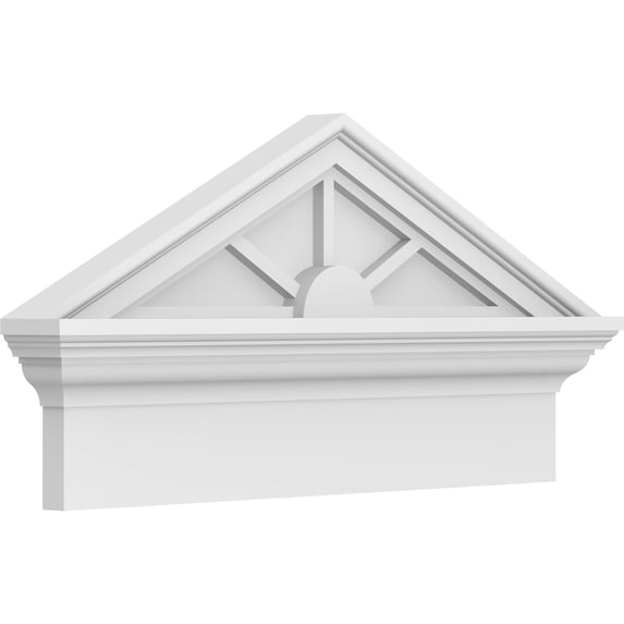 Ekena Millwork 24"W x 12-7/8"H x 2-3/4"P (Pitch 6/12) Peaked Cap 3 Spoke Architectural Grade PVC Combination Pediment