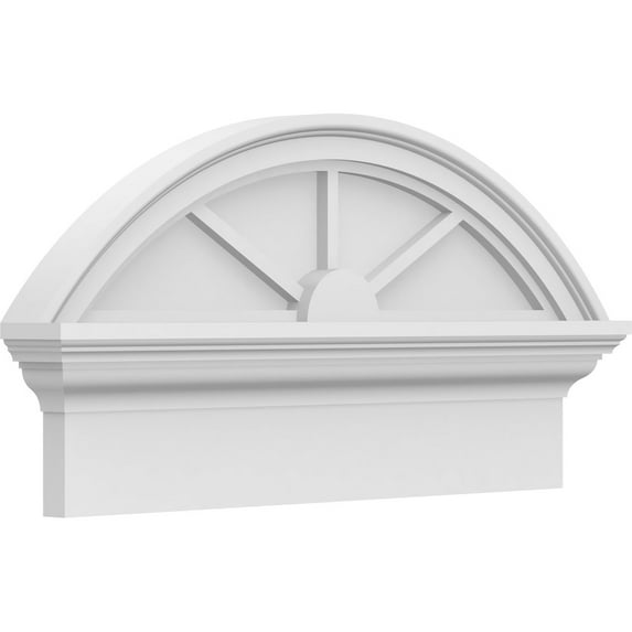 Ekena Millwork 24"W x 12-7/8"H x 2-3/4"P Segment Arch 3 Spoke Architectural Grade PVC Combination Pediment