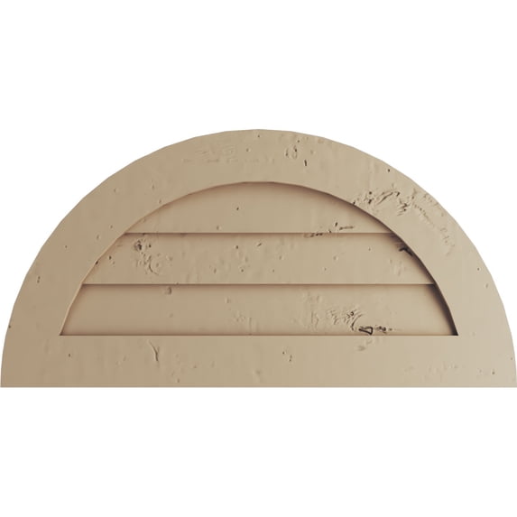 Ekena Millwork 24"W x 12"H Timberthane Knotty Pine Half Round Faux Wood Non-Functional Gable Vent, Primed Tan